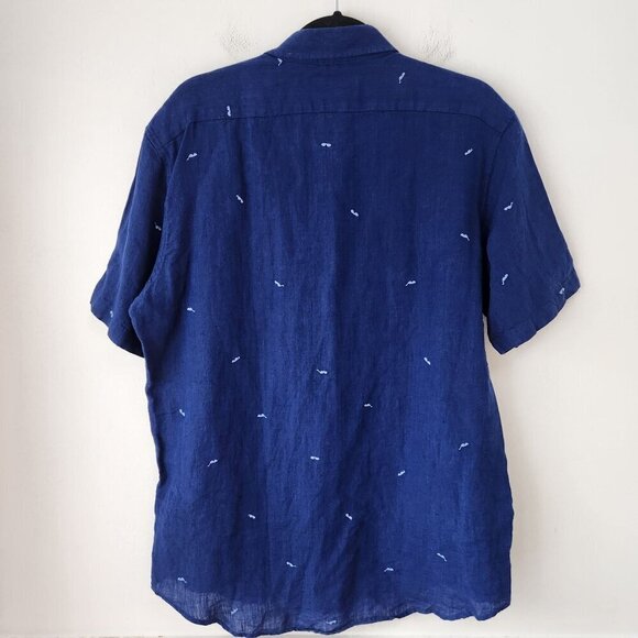 Michael Kors 100% Linen Slim Fit Button Down Shirt Sunglasses Print L - Picture 3 of 9